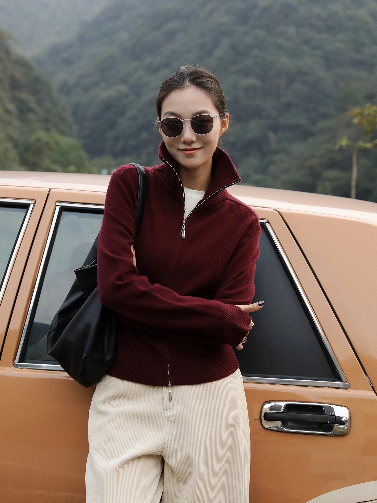 

Warm ort Sweater Women's Faionable Winter Inner Wear Zipper Stand Collar Knitted Top Commute Sle Regular Fit Long Sve