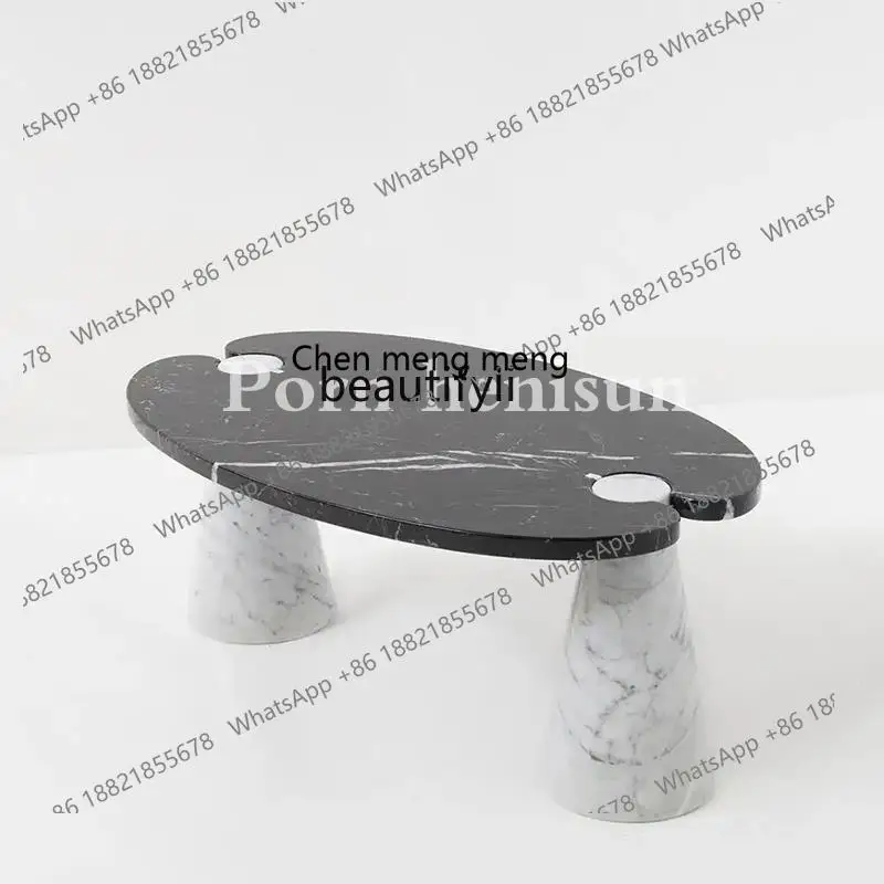 

Italian Minimalist Natural Marble Coffee Table Designer Light Luxury Simple Modern Living Room Tea Table