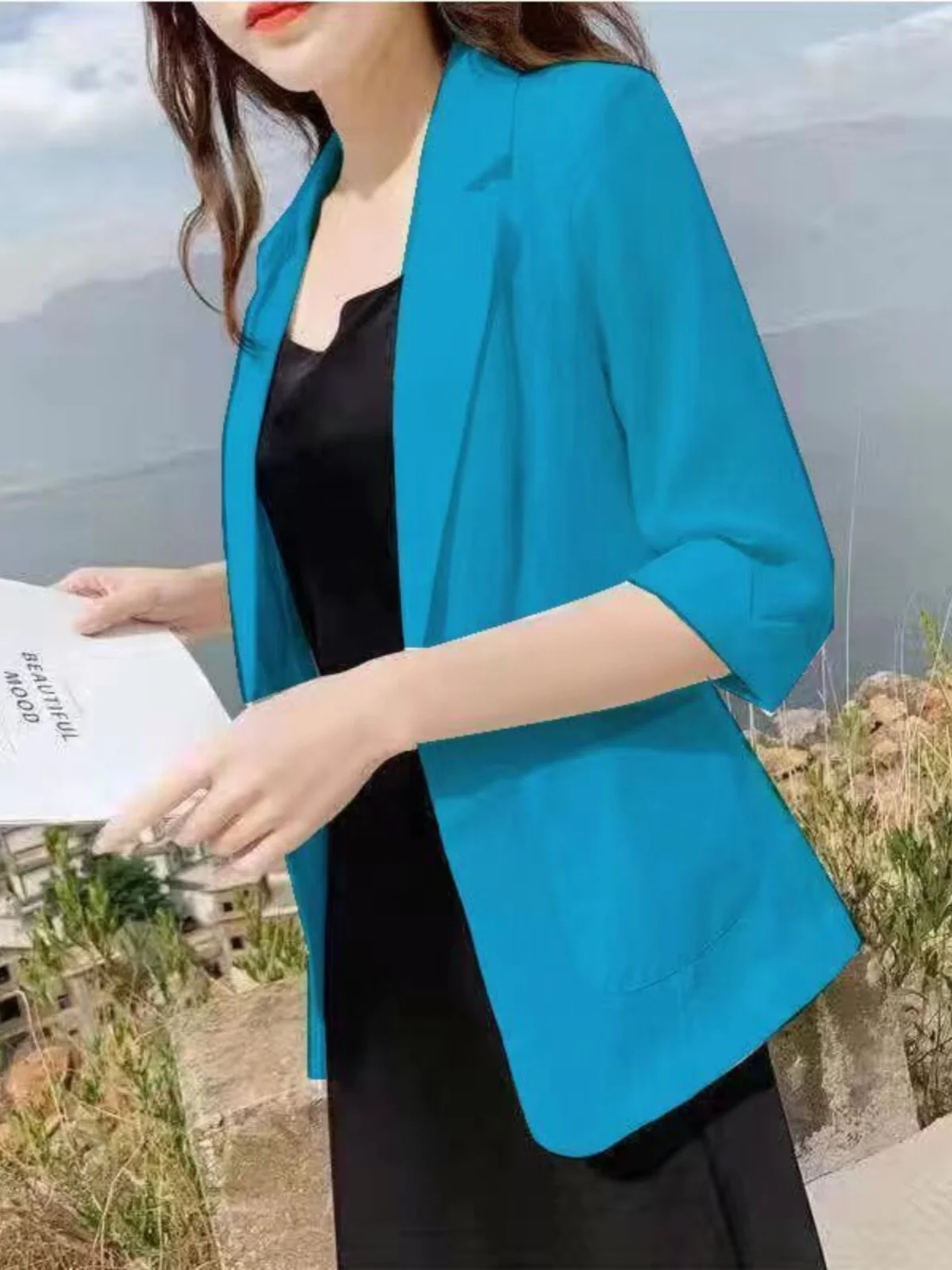 Linen Cotton Blend Women's Jacket Autumn Style Casual British Fashion Short Coat Button Closure Seven Sleeve Ladies Outerwear