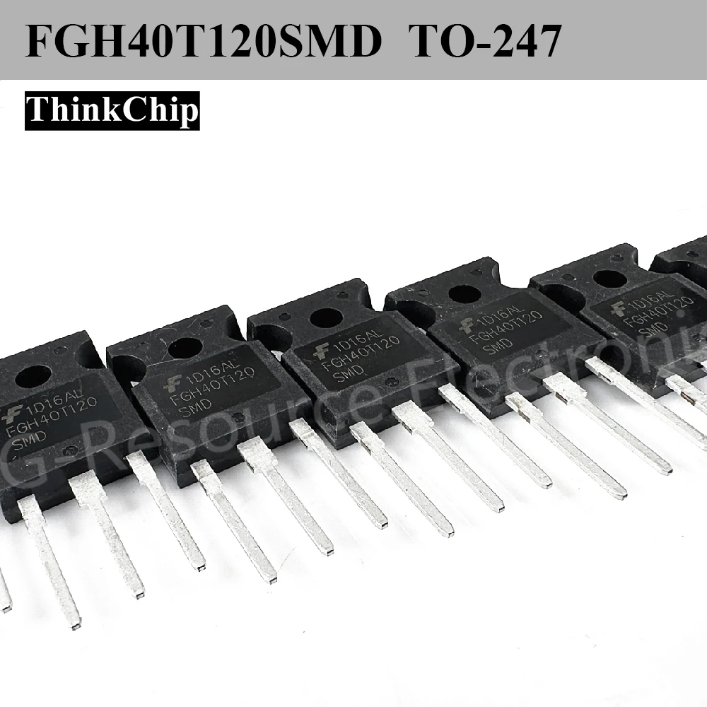 

(10pcs) FGH40T120SMD TO-247 N-Channel IGBT 1200V 80A 1.9V VCEsat with Fast Diode for SMPS Inverter FGH40T120