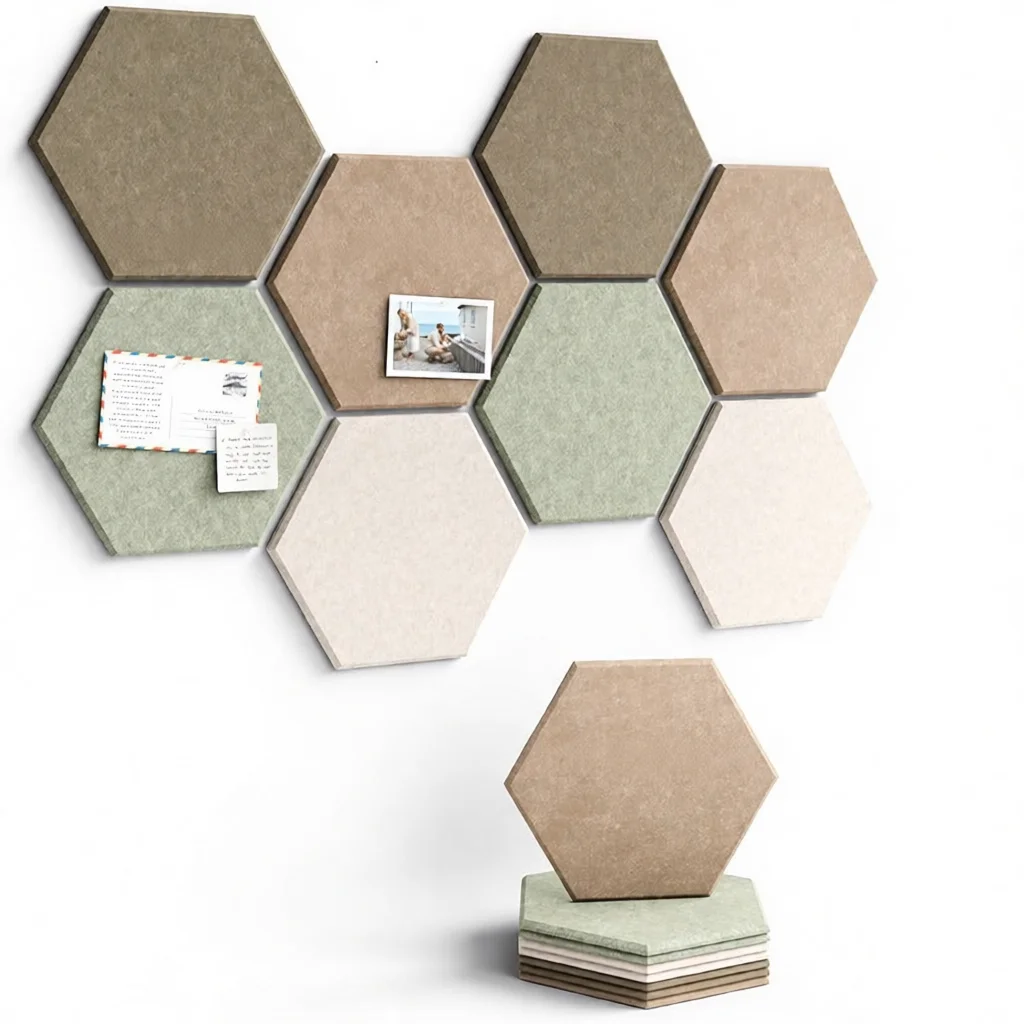 Paneles Acústicos de Poliéster Hexagonales, Placas Absorbentes de Sonido, Aislamiento Decorativo para Oficina, Estudio e Interiores