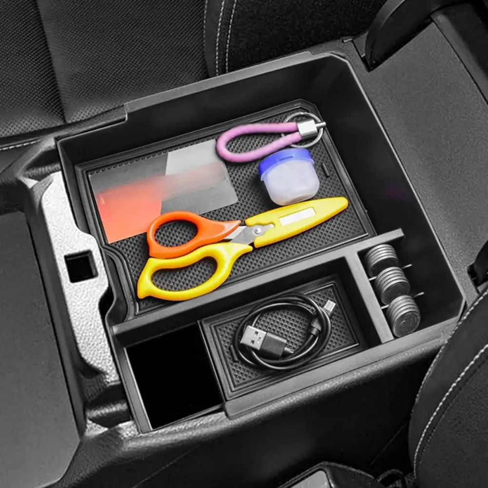 Car Armrest Storage Box Tray Console Organizer Holder For Ford Ranger Everest 2023 Electric Handbrake Auto Interior Accessories