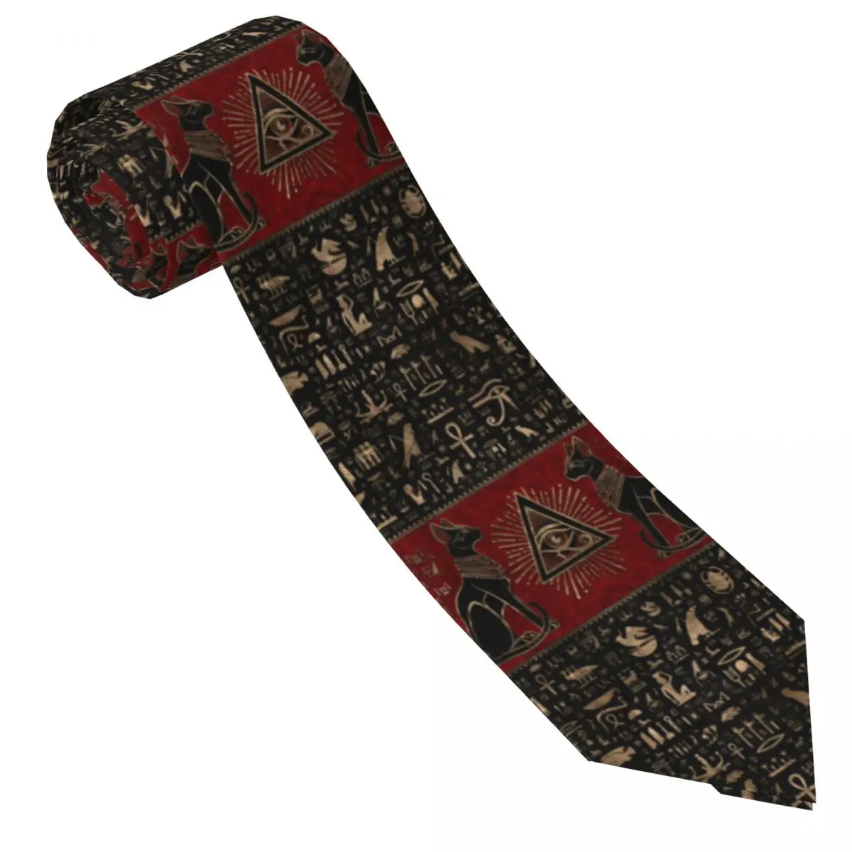 Custom Men Ancient Egypt Eye Of Horus Neck Ties Egyptian Bastet Cat Fashion Tie For Banquet