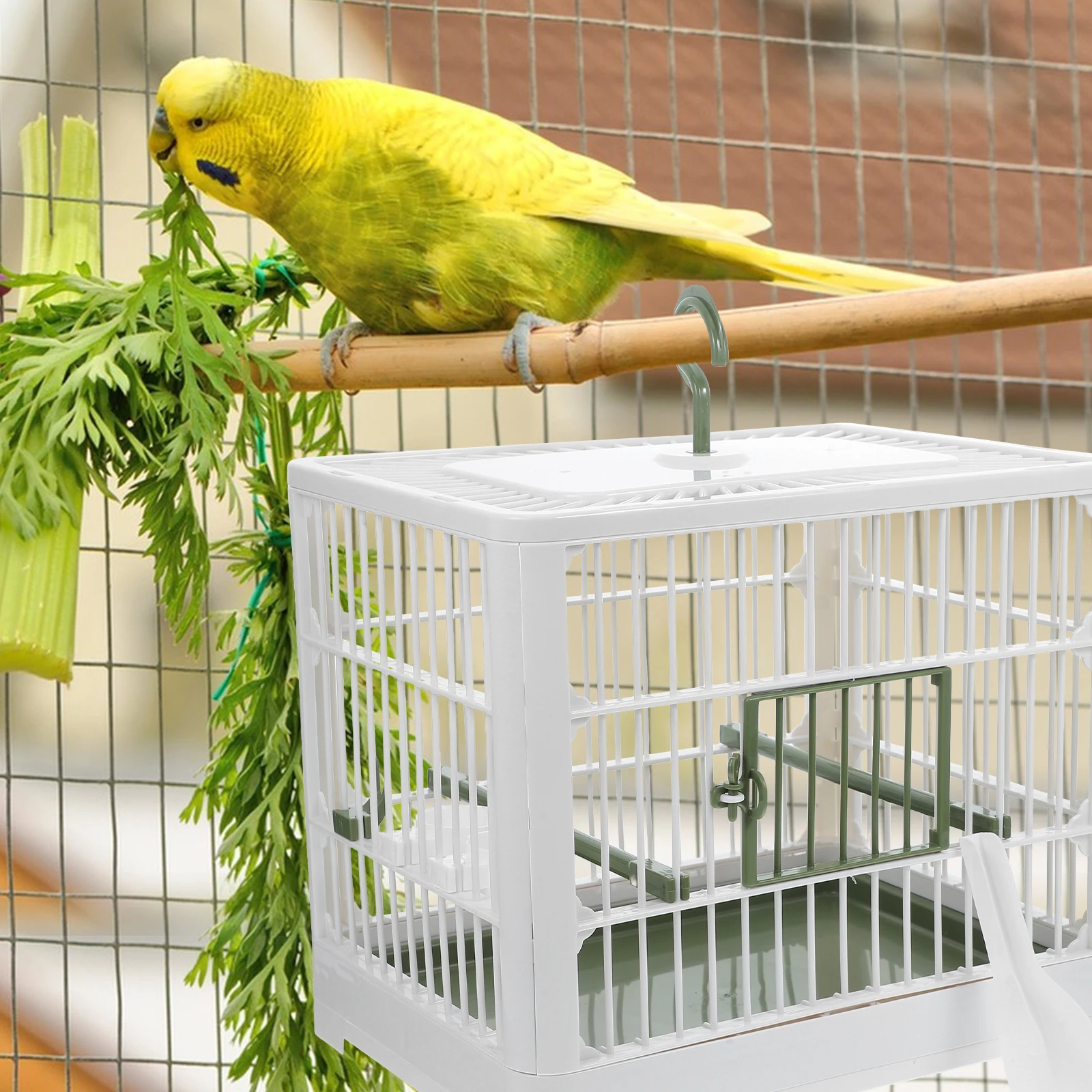 

Foldable Lightweight For Parrots Removable Tray Portable Parakeets Cockatiels Small Birds Ventilation Durable Abs Material
