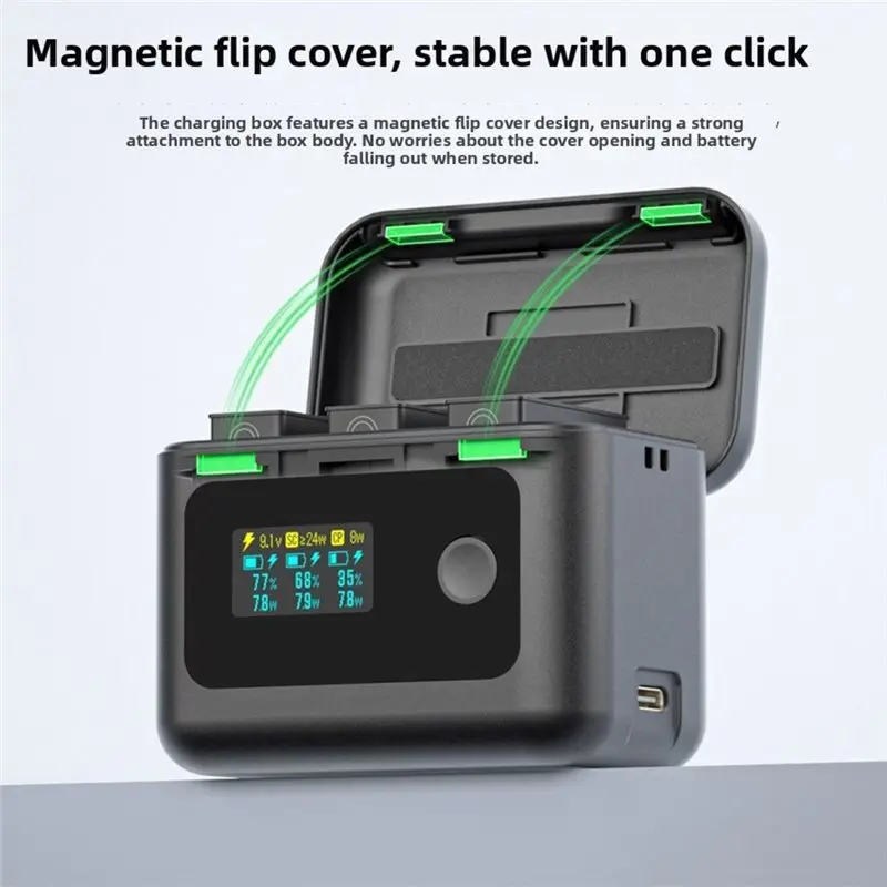 ABJF-Camera Battery Charging Hub With LED Display For Go Pro 13 Fast Charge Station Battery Manager Charging Box