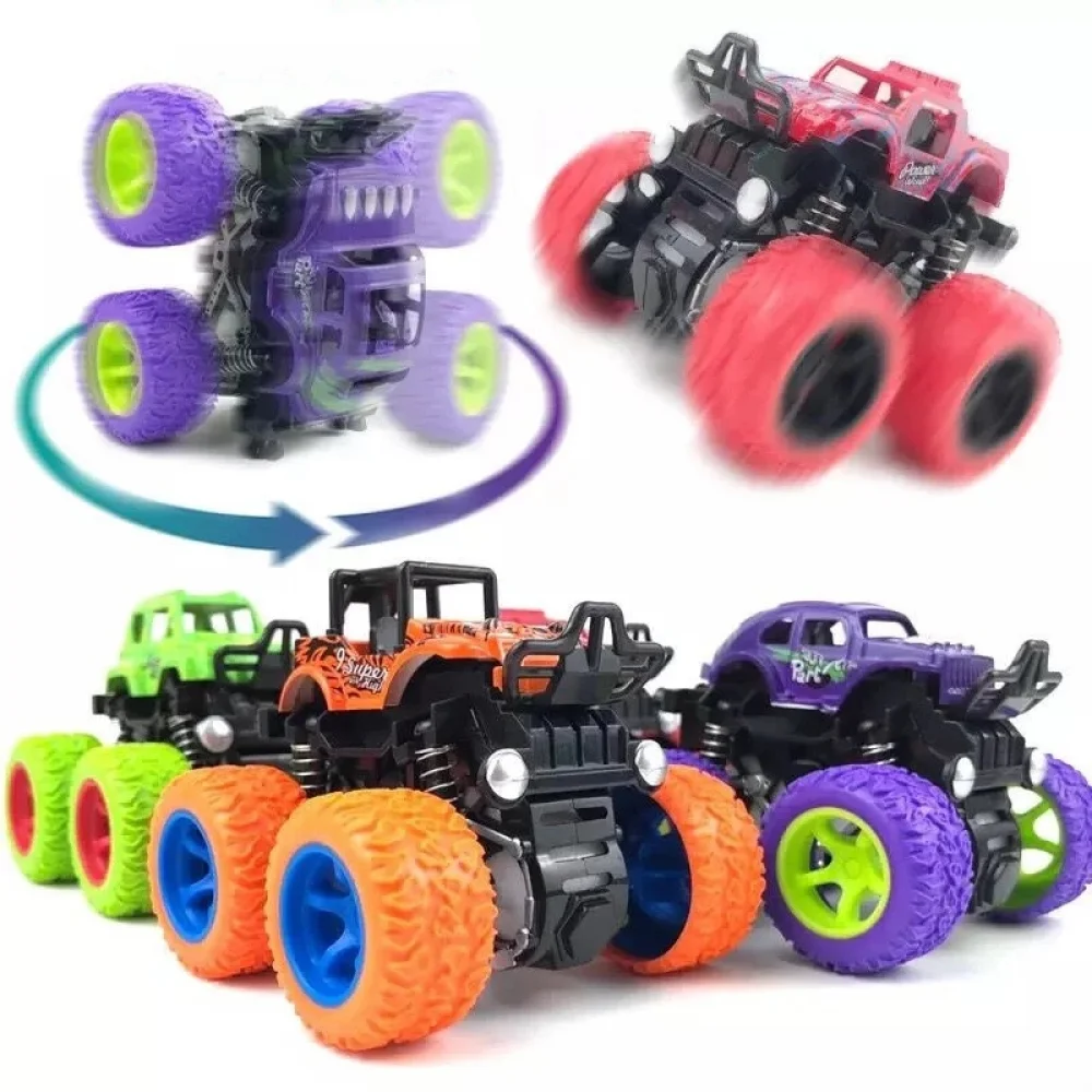 Inertia 4WD Monster Truck Toy Kids Stunt Off Road Vehicle Shockproof Inertial Climbing Car Model Toy for Boys Girls Gift