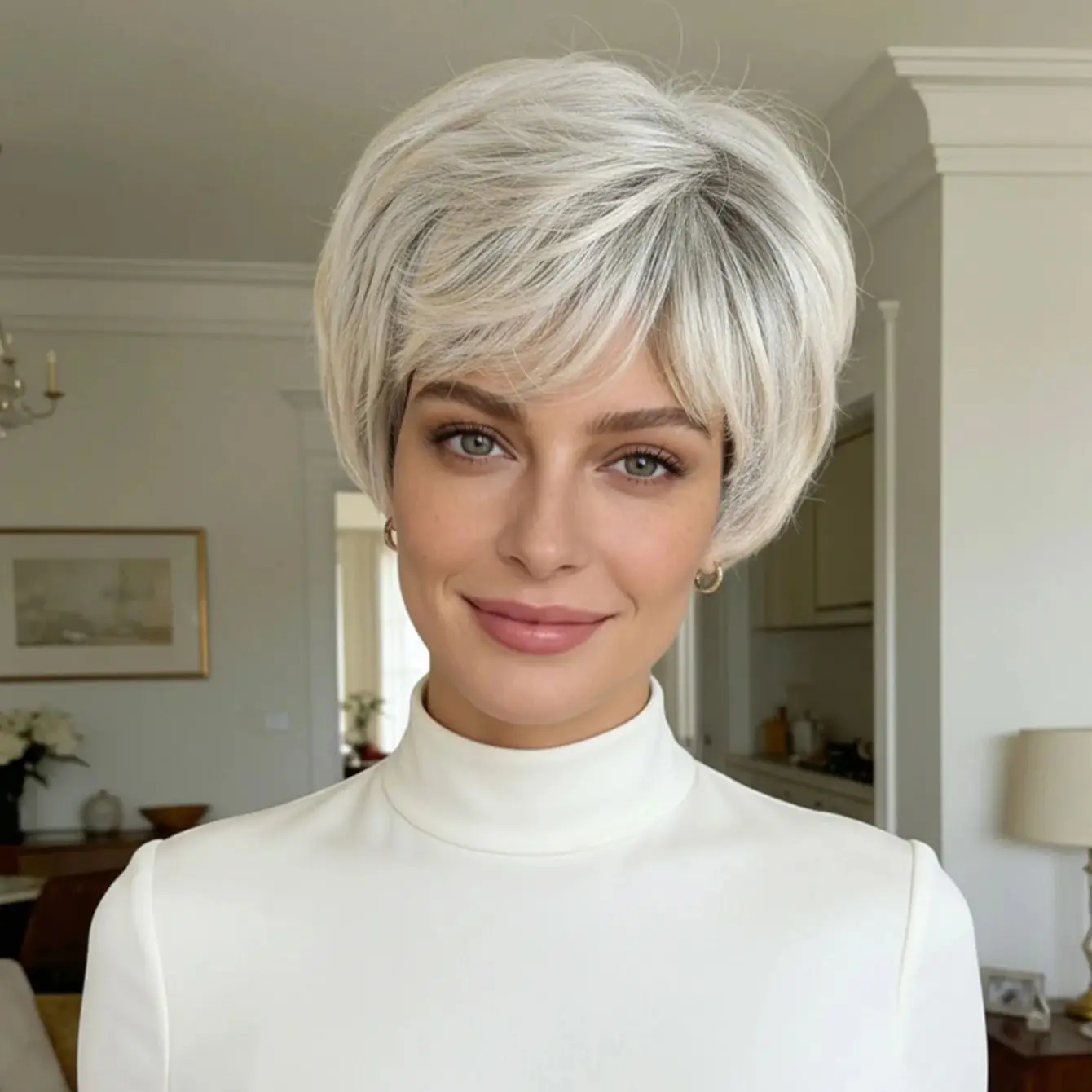 10 Inch Short Natural Wigs with Bangs Soft Hair Daily Use Short  Curly Synthetic Hair Costume Party Wig for Women