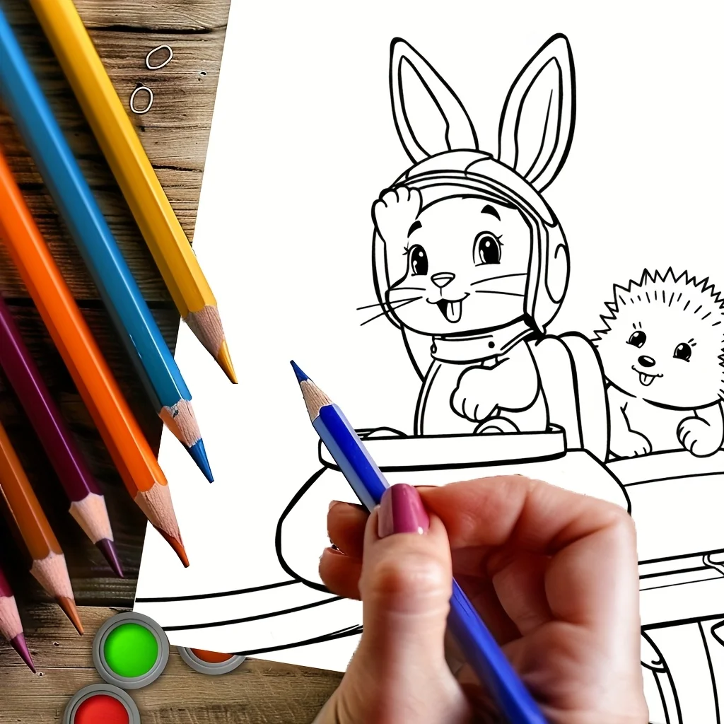 Libro para colorear estilo Animal en el parque de atracciones de 28 páginas para adultos, reducción de estrés para aliviar el estrés y reducir el estado de ánimo