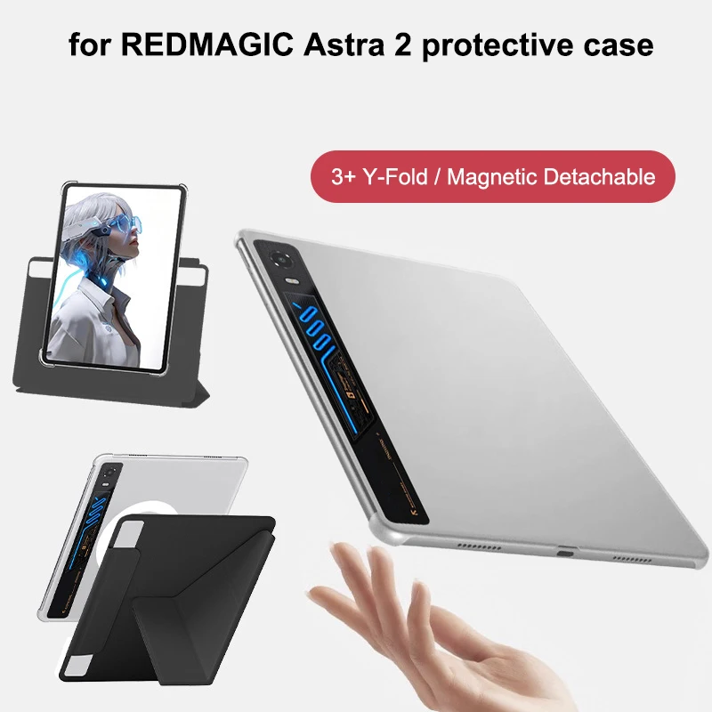 Magnetic Detachable Y Fold Case For REDMAGIC Astra 2 Full Coverage Shockproof PC Protective Cover Angle Adjustable