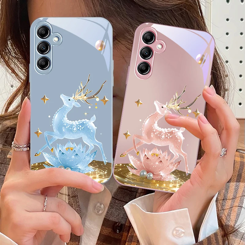 

Dreamy Silver Lotus Deer For Samsung A73 72 71 A70 56 55 54 A53 52 51 50 42 A35 A34 33 32 31 26 25 24 23 22 30 glass phone case