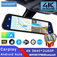 4K 3840*2160P Dash Cam Car DVR Carplay Android Auto WIFI BT FM AUX 10 Inch Drive Recorder Dashcam Camera Stream RearView Mirror