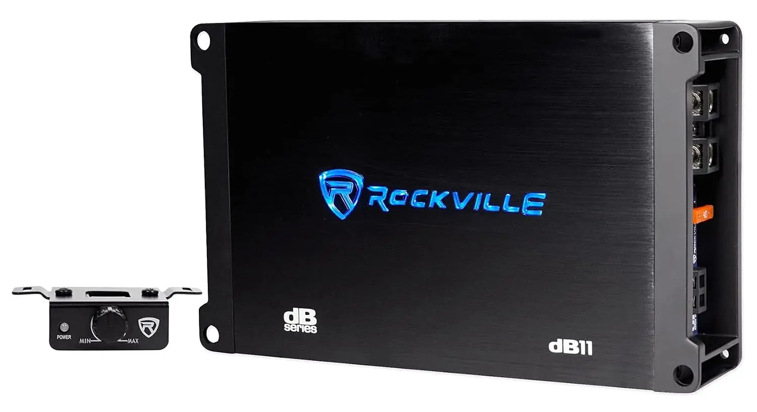 dB11 Bundle: 1400W Peak/350W RMS Dyno-Certified Mono 2-Ohm Car Amplifier with Bass Remote, RWK81 8 Gauge Complete Amplifier Wiri