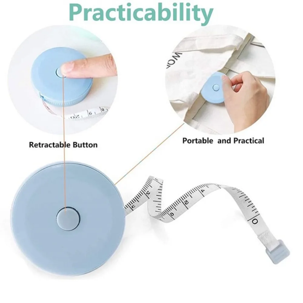 Fashion Retractable Tape Measure 150cm Waist Circumference Ruler Flexible Body Measuring Tape for Tailor Fitness Portable Tool