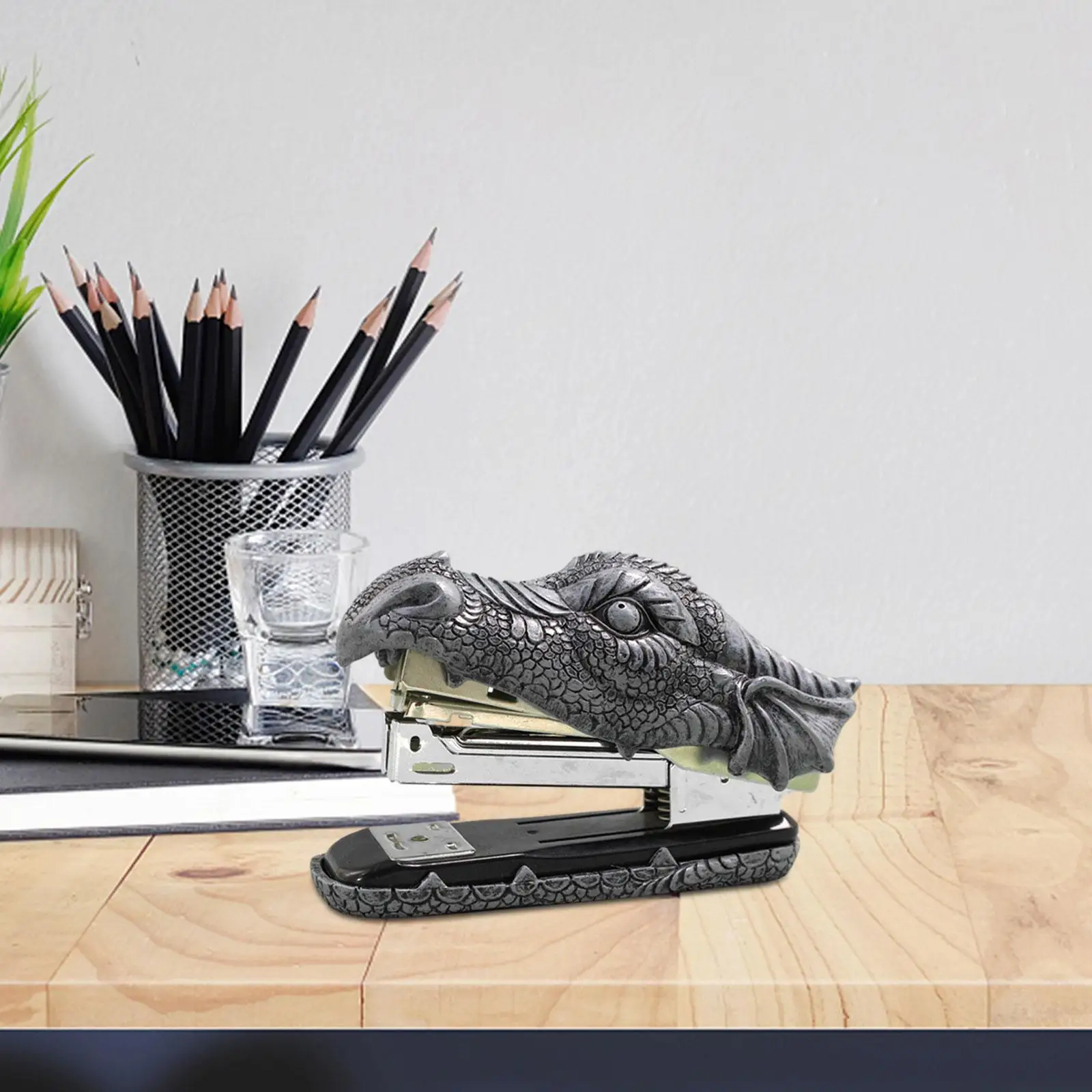 Dragon Head Stapler Desktop Stapler Resin Ornaments Funny Carving Creative Home Decor Novelty Stapler Unique Small Stapler