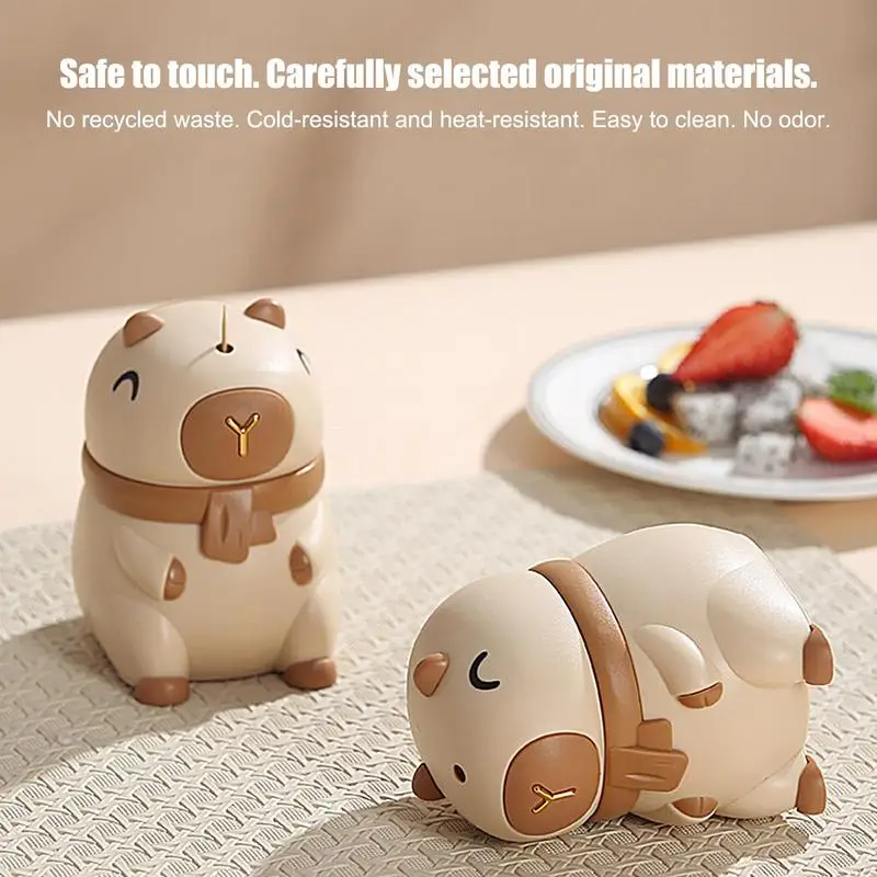

Toothpick Holder Dispenser Floss Stick Dispenser Decorative Automatic Smart Organizer Bucket Jar Capybara Design For Kitchen