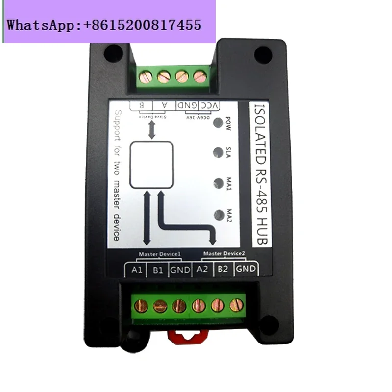 RS485 multi-host cache hub, two hosts, isolated 485 hub two in and one out