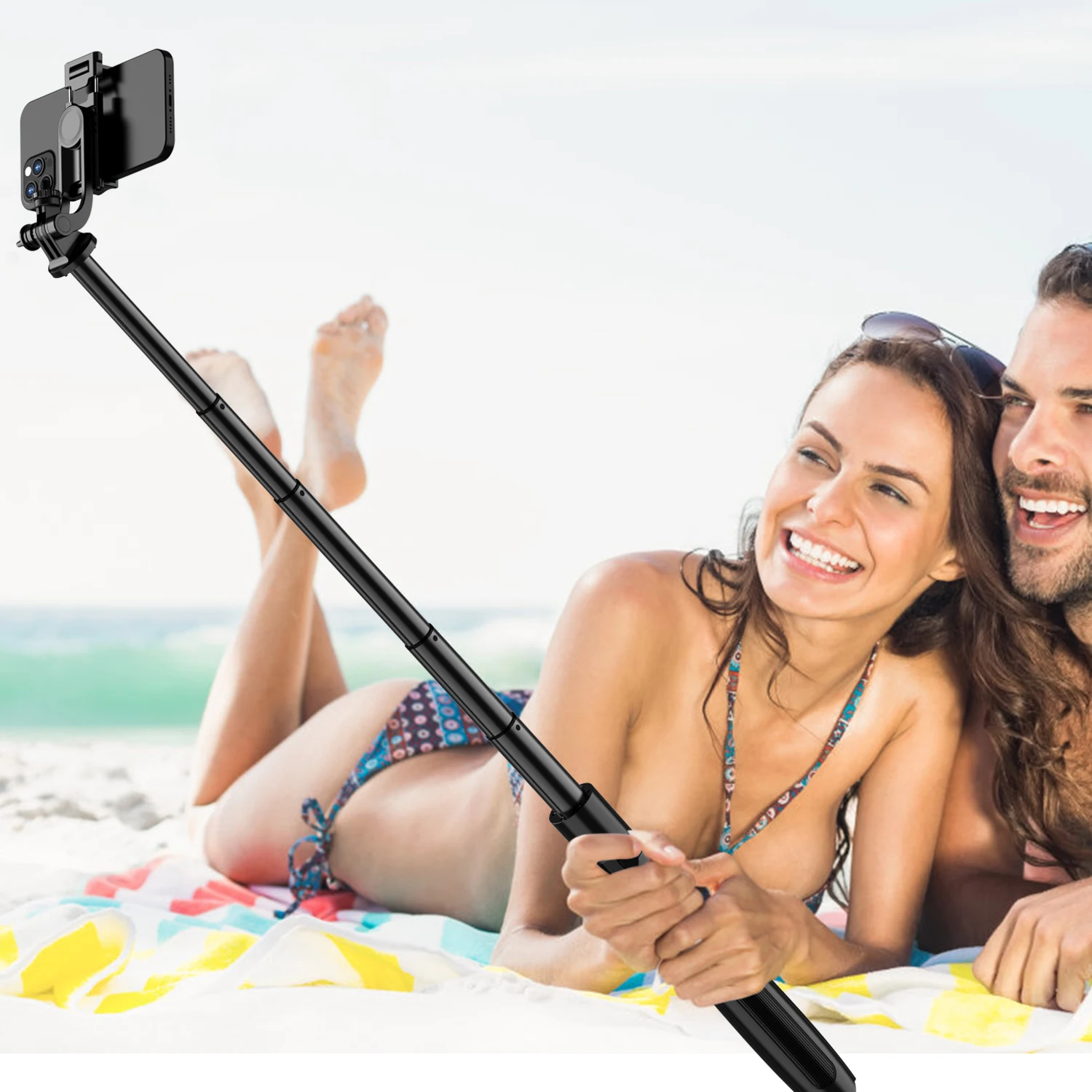 Selfieshow Q06 Selfie Stick, Tripod Monopod dengan Remote Bluetooth nirkabel portabel untuk ponsel Huawei IPhone