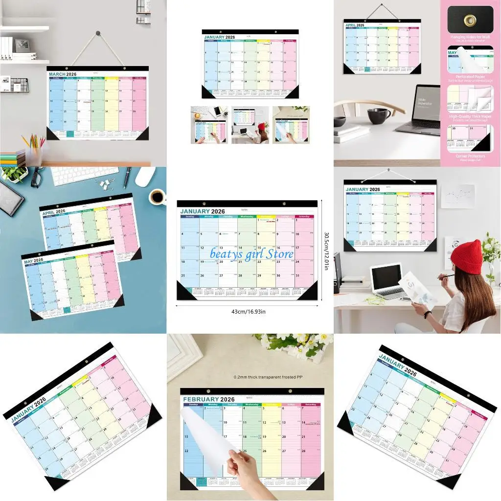 

C7AB 2026-2027 Планировщик календаря на стенах 18-месячного календаря с января 2026-июня 2027 года.