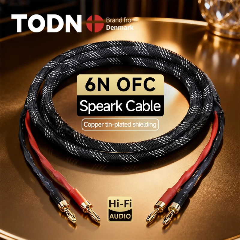 CYKO HiFi 1 PCS 6N OFC Conductor Speaker Cable Gold Plated Banana/Y/Pin Plug Audio Cable for Amplifier Decorder Speaker