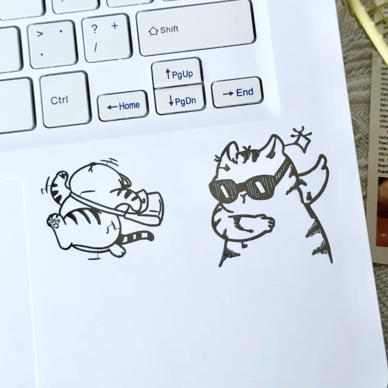 

2pcs Cartoon 3D Metal Cat Decals Waterproof Stylish Decor Accessories For Phone Computer