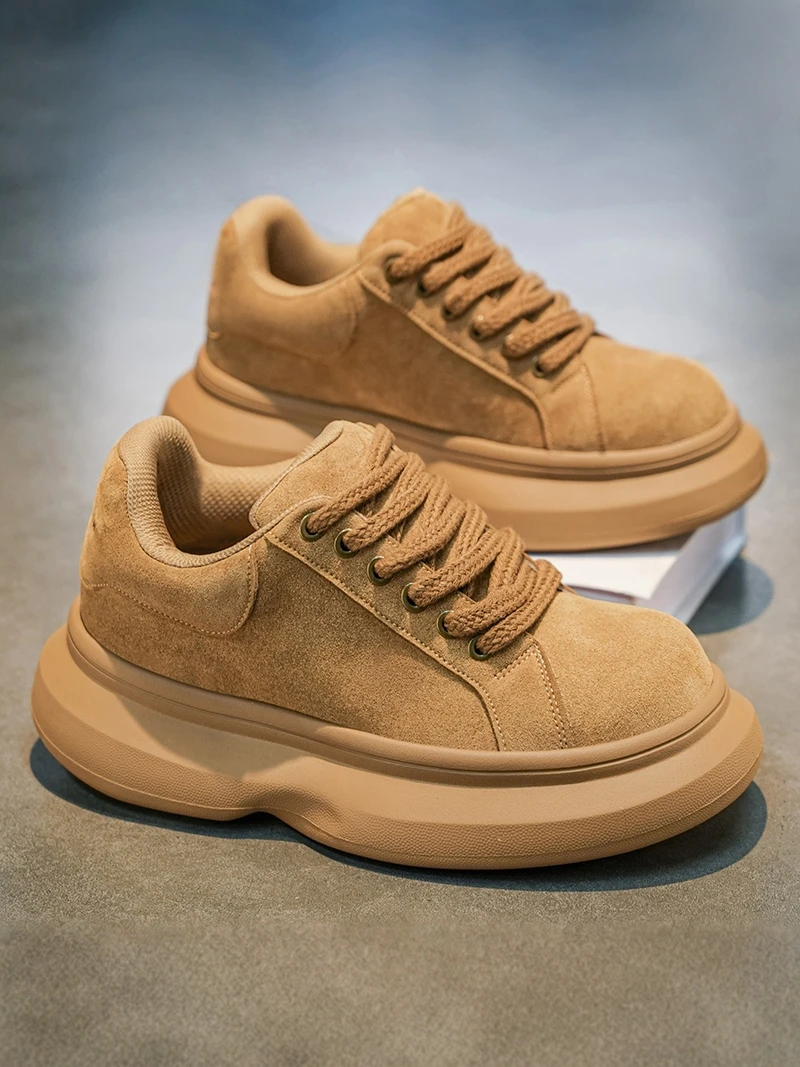 

Men's Casual Shoes 2026 New Style American Retro Large Head Flat Shoes Leisure High Thick Bottom Bread Shoes for Youth
