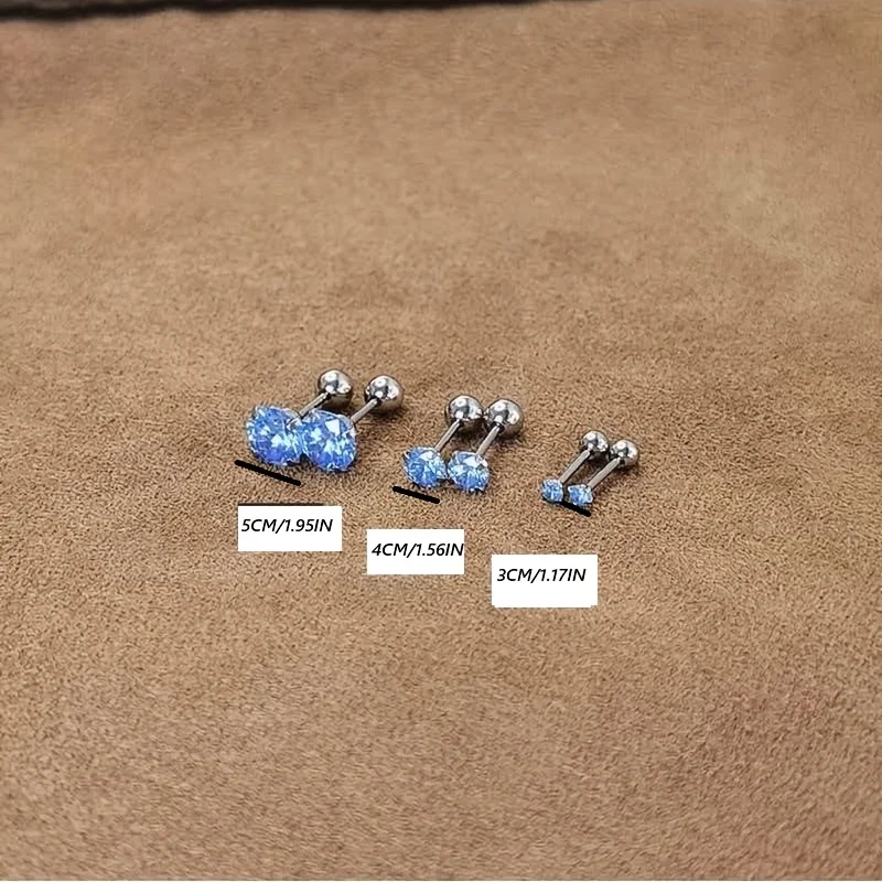 6pcs/SET Large, Medium, And Small 3 Pairs of Hypoallergenic Stainless Steel Screw-On Ear Bone Studs