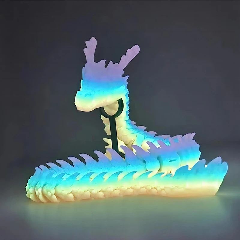 3D Printed Dragon Glow In the Dark Rotatable Articulated Luminous Crystal Dragons Kids Gifts Home Office Desktop Ornament Craft