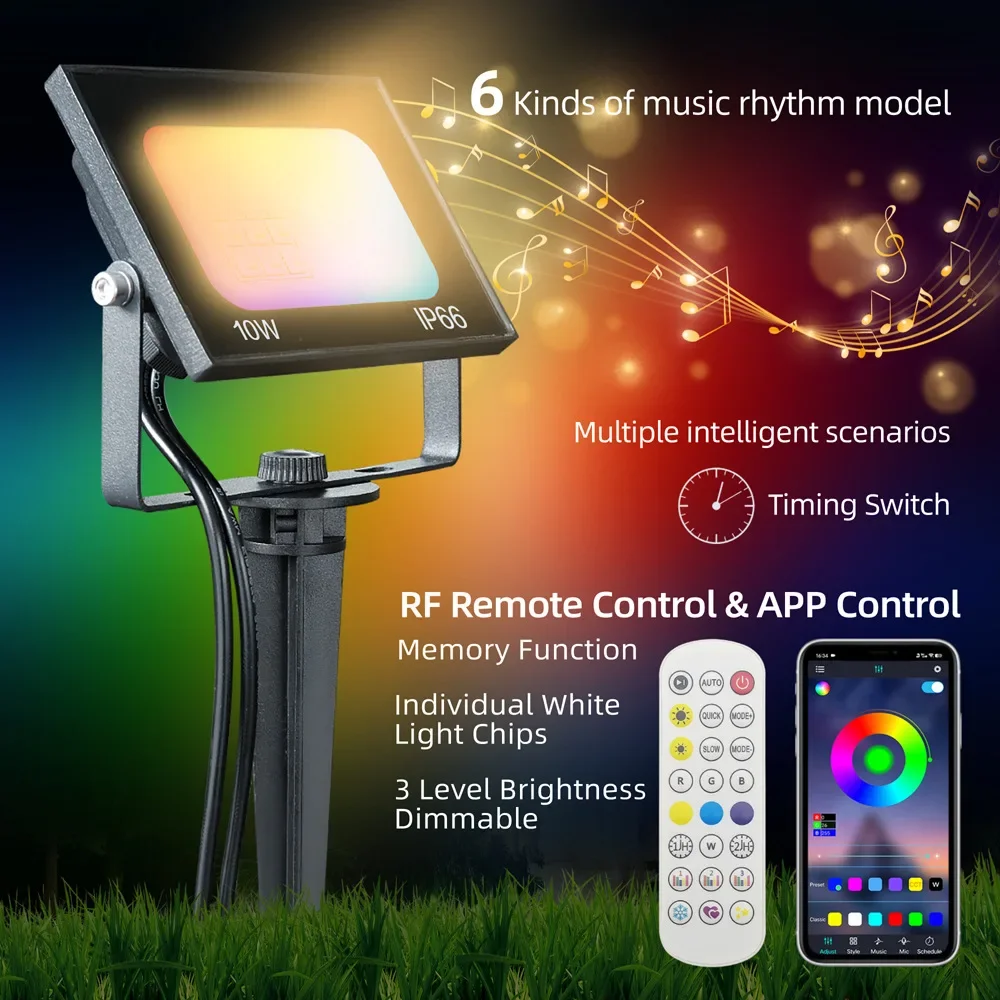 New LED outdoor rgb colorful horse park plug-in light bluetooth app remote control outdoor waterproof lawn garden light