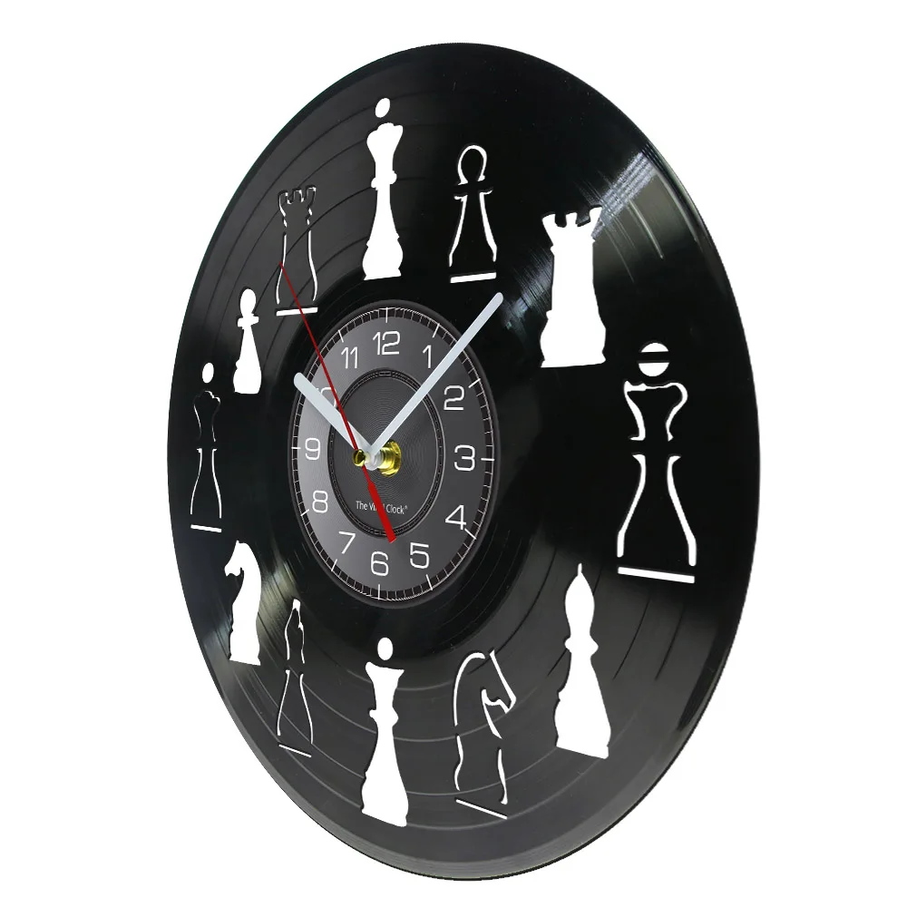Chess Piece Home Art Decor Chess Club Wall Clock Interior Design Living Room Vinyl Record Wall Clock Chessman Chess Lovers Gift