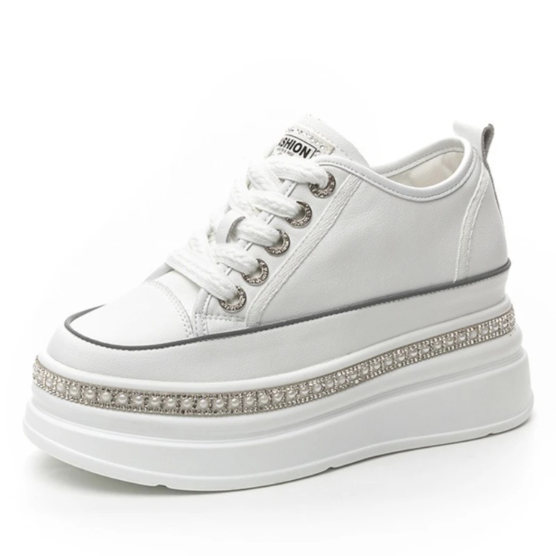 

Fujin/женские кроссовки на каблуке 8 см, женская повседневная обувь на танкетке из натуральной кожи, женская прогулочная обувь, модные кроссовки-лодочки