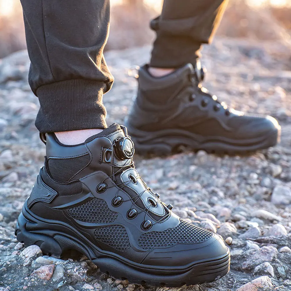 

Summer Breathable Motorcycle Boots Men's Motorbike Racing Shoes Motocross Tactics Boots Wear Resistant Motorcycle Shoes Black