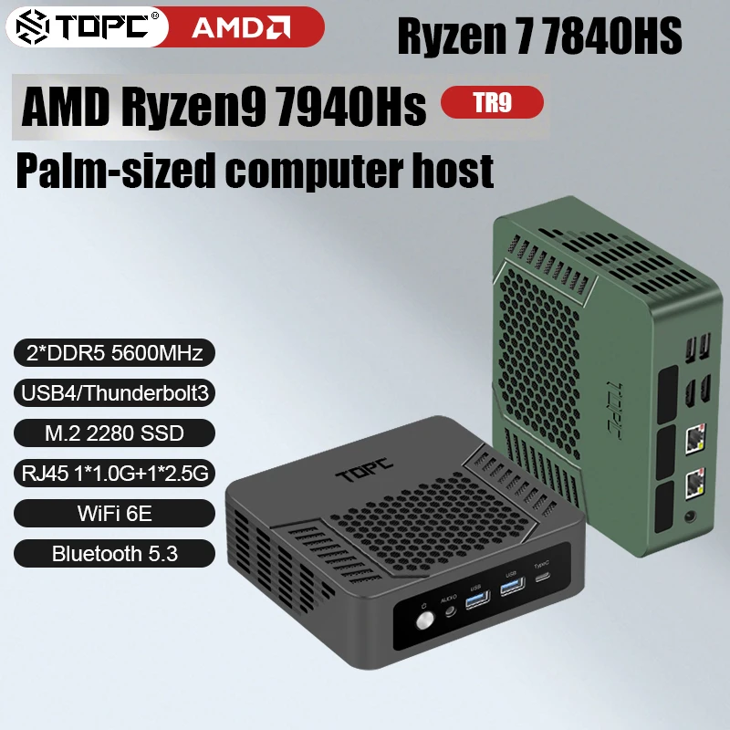 SZBOX AMD Ryzen 9 7940HS/Ryzen 7 7840HS Mini PC Windows 11 DDR5 5600Mhz Pcie 4.0 NVMe SSD Wifi6E BT5.3 Mini Computer Host