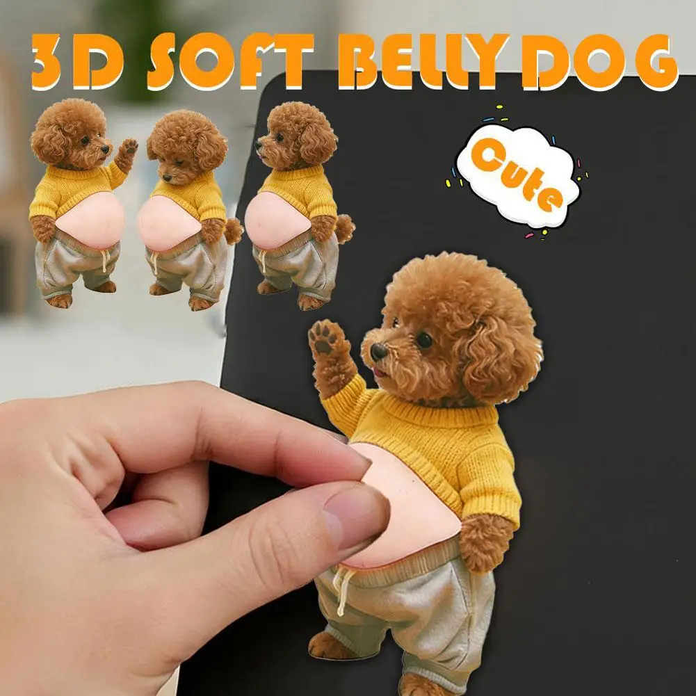 3pcs Big Belly Teddy 3D Stickers Ultra Soft Silicone Car Crash Sticker Door Anti-Collision Sticker For Home And Phone Decoration