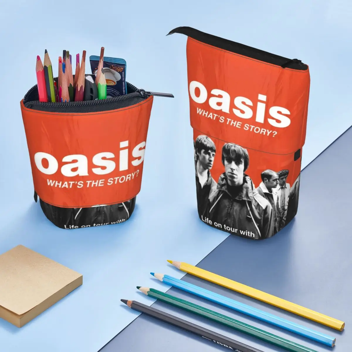 مقلمة تلسكوبية مخصصة O-Oasises للبنين والبنات سعة كبيرة بديلة لفرقة الروك خمر صندوق القلم حقيبة القرطاسية #6