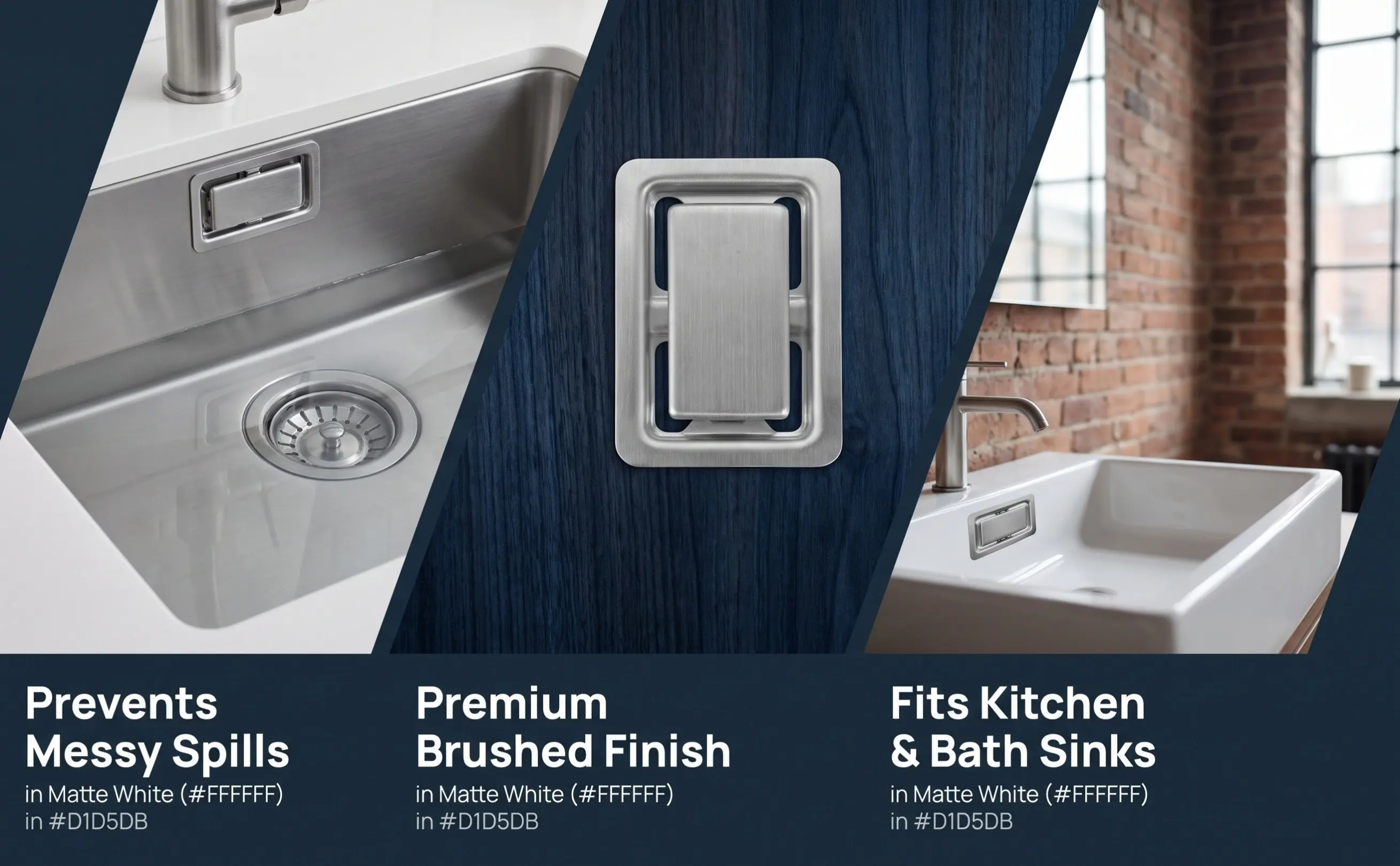 Sink Overflow Cover Rectangle Hole Cap for Kitchen Bathroom Vanity Basin Drain Insert Brass Trim Overflow Protection Stylish