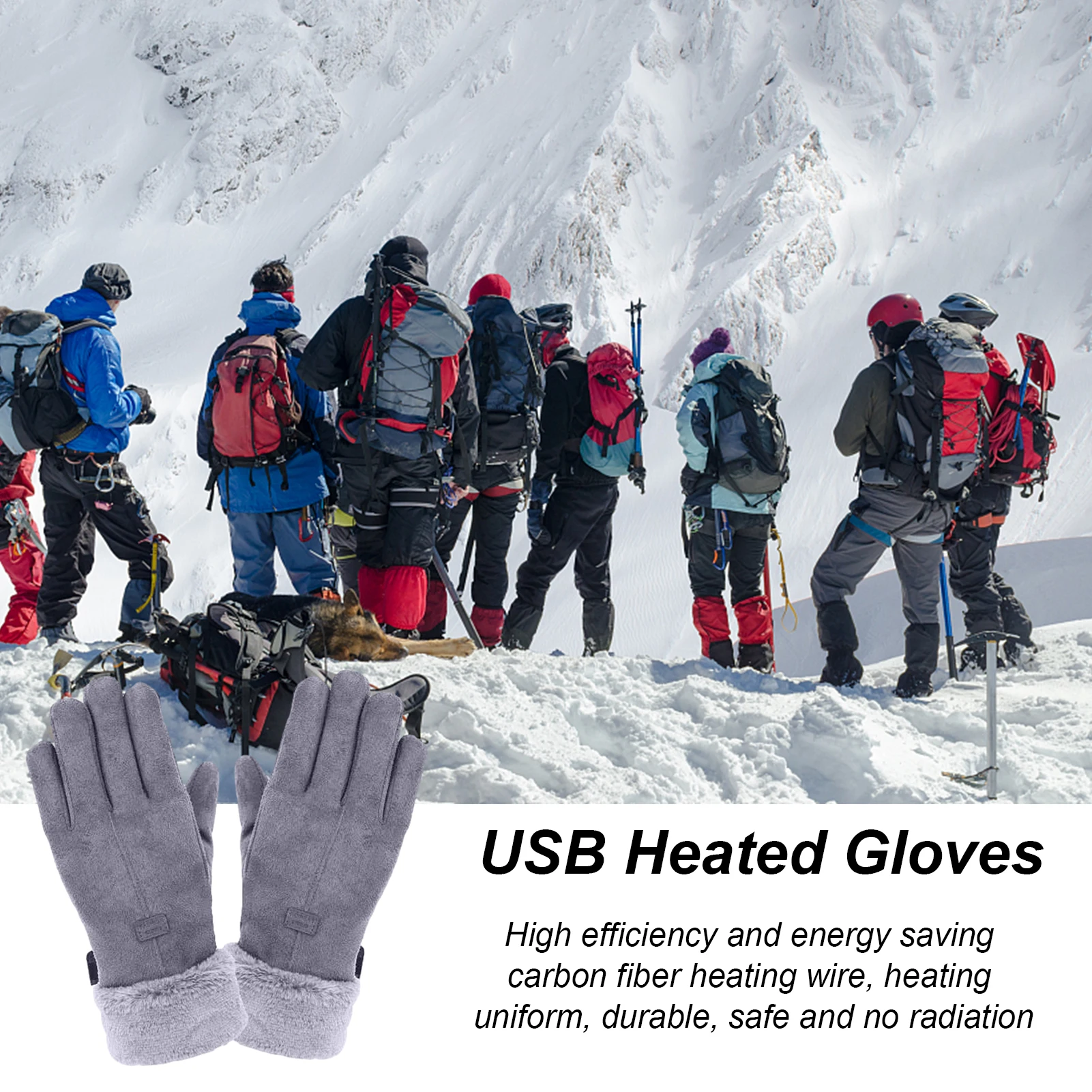 USB Heated Gloves Rechargeable Electric Warm Battery Gloves Reusable Winter Cycling Climbing Riding Touchscreen Thermal Gloves