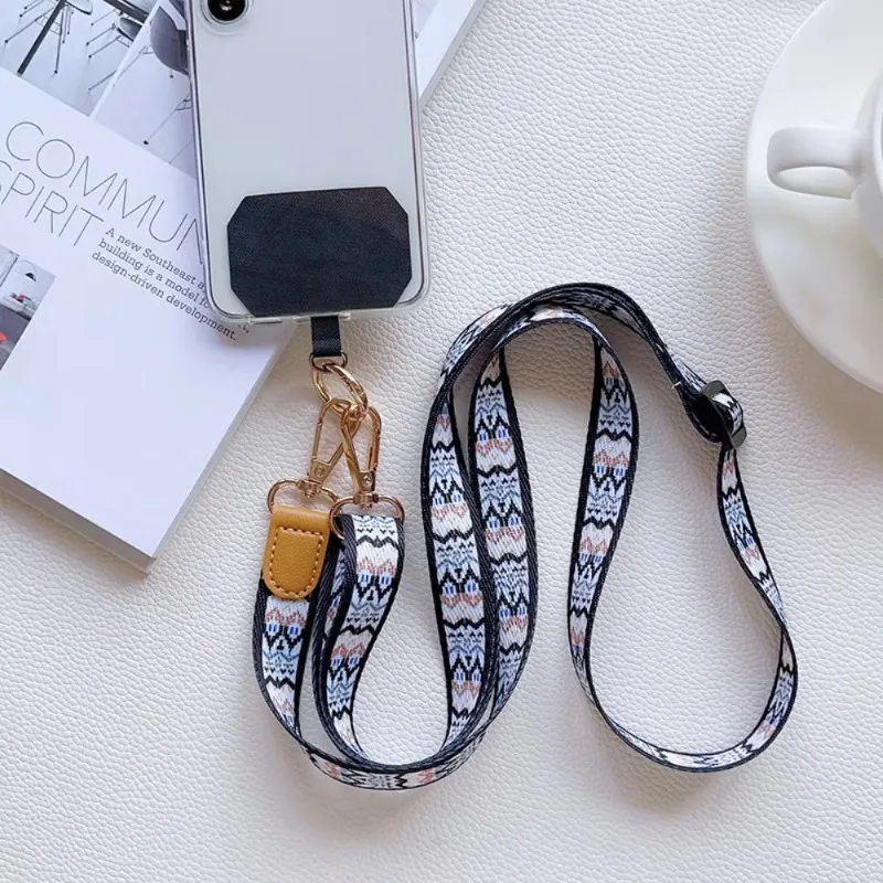 Trendy Nylon Phone Lanyard Adjustable Crossbody Lanyard Pendant Band Shoulder Cord Anti-theft Mobile Rope Hanging Decoration