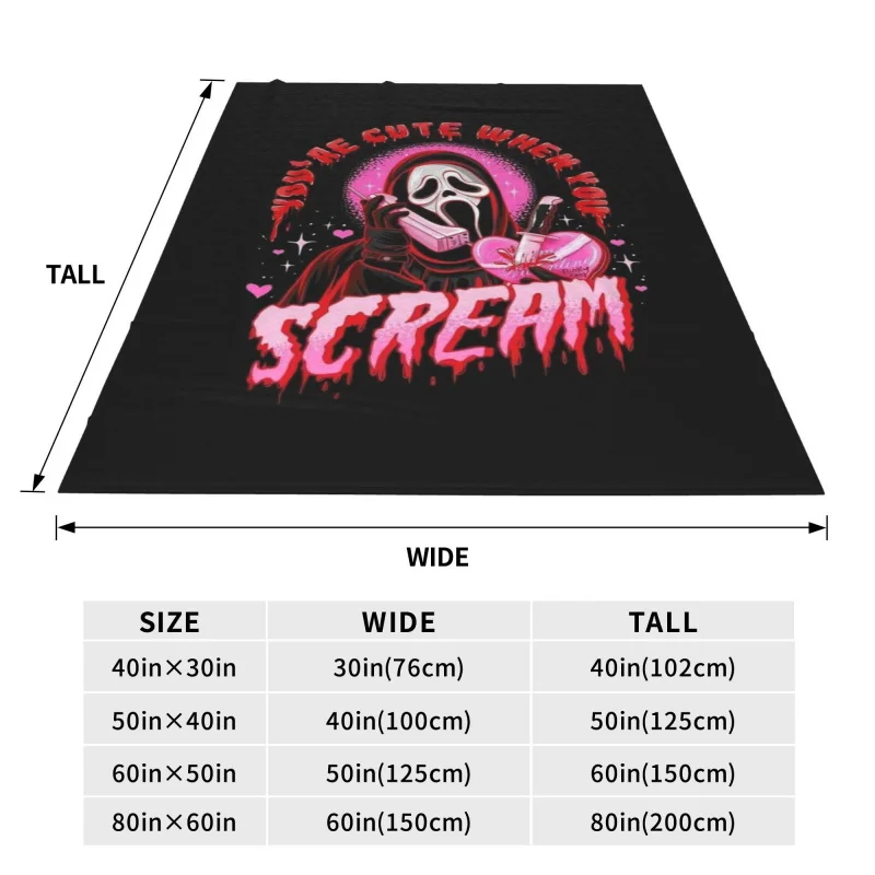 Horror Movie Scream Ghost Face Blanket Soft Cozy Fleece Throw Plush Lightweight Warm Fuzzy Flannel Blankets