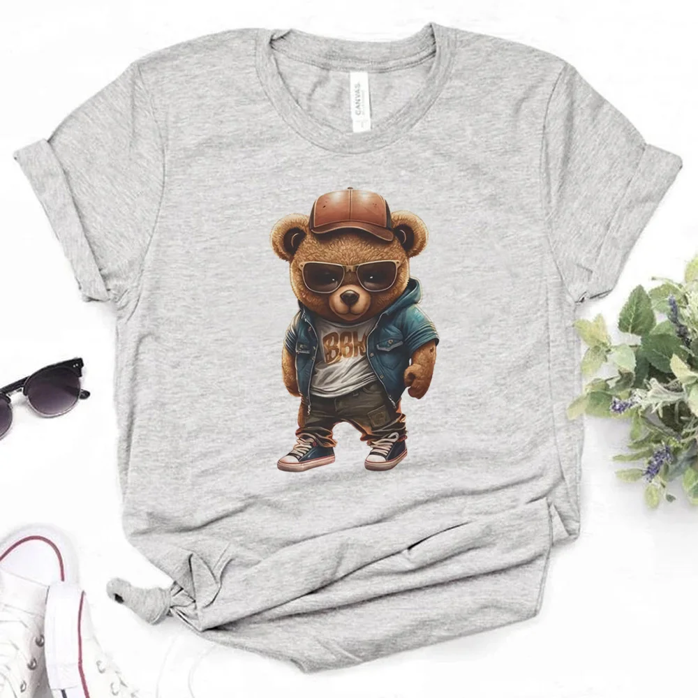 

Bear top women funny streetwear tshirt girl Japanese clothing