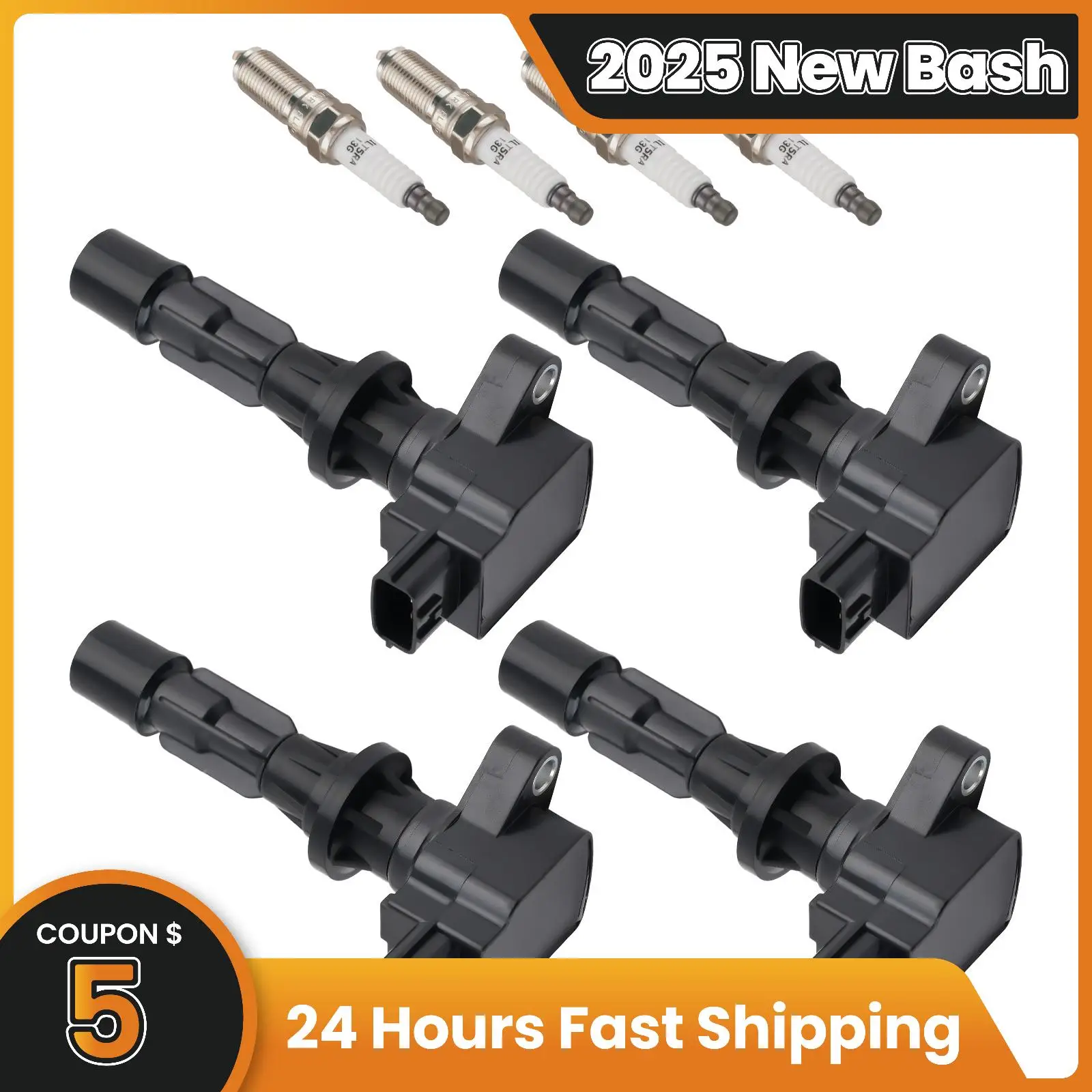 

4 Ignition Coils & Iridium Spark Plugs For Mazda 3 6 CX-7 L4 UF540 2.0/2.3/2.5L UF540 90083