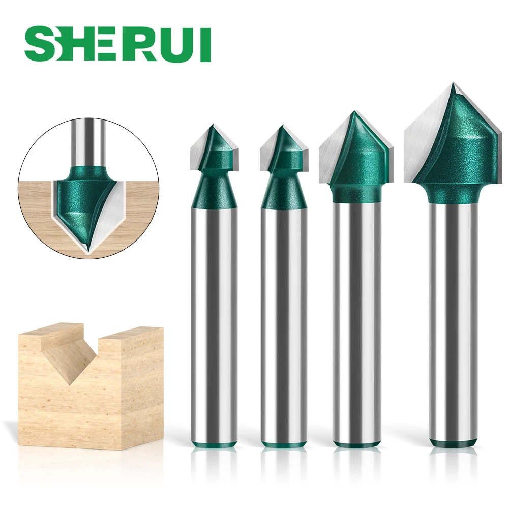 Mèche de routeur en forme de V à 90 degrés, tige de 6mm 1/4 ", qualité professionnelle, plaque en aluminium et plastique, coupe-fente murale pliante