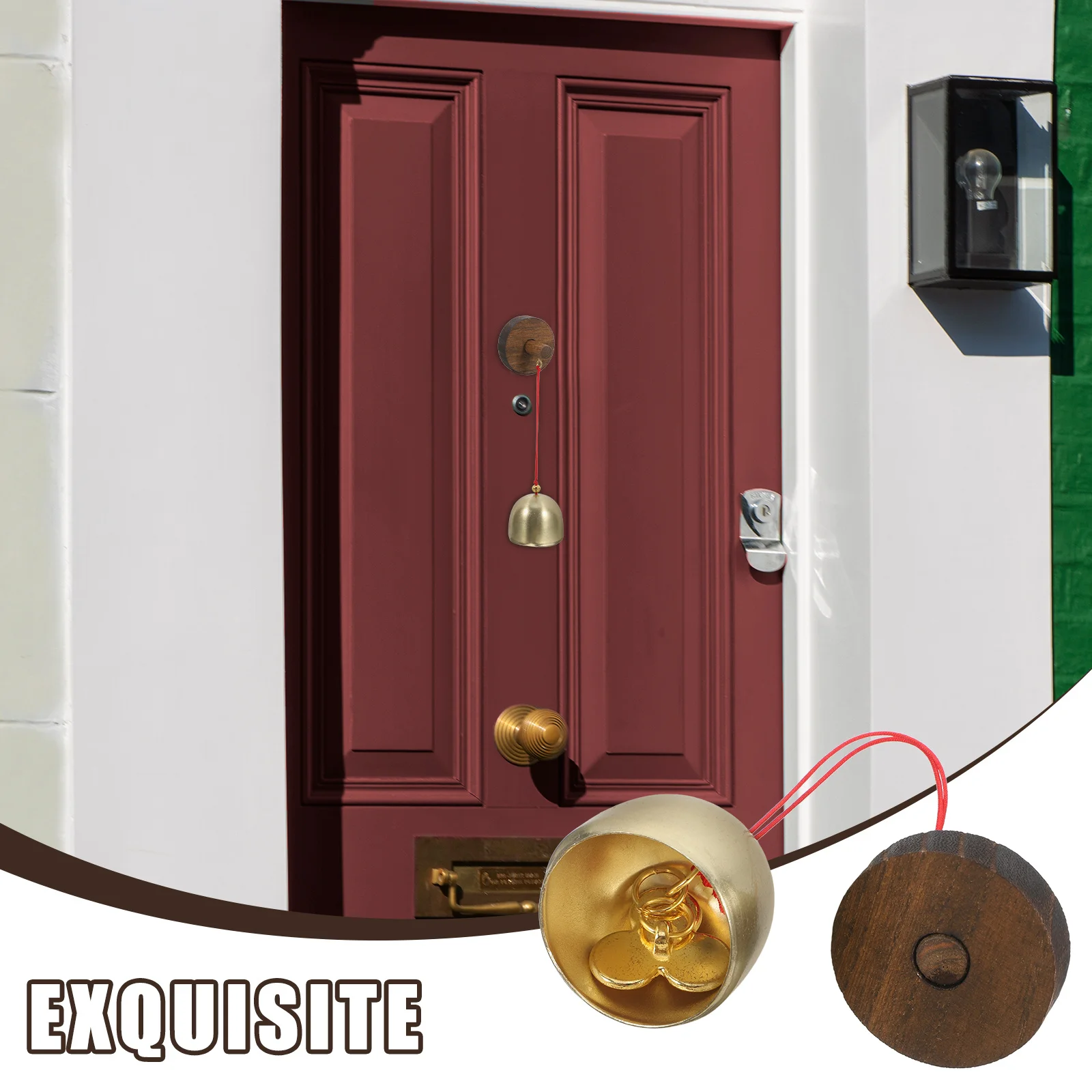 جرس باب خشبي عتيق، جرس باب معلق إبداعي، جرس باب مزخرف لبوابة دخول الشرفة المنزلية #4