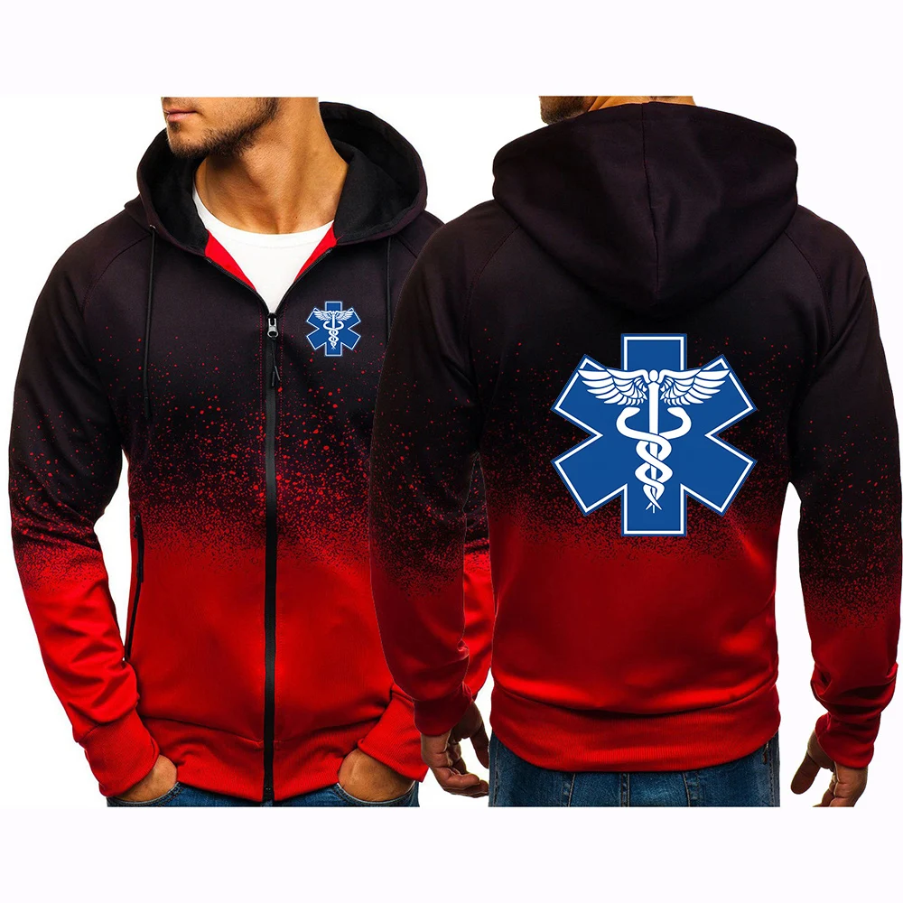 2026 EMT Emergency Ambulance Print Spring Autumn Men's New Gradient -color Jacket Sports Versatile Timeless Casual Coat