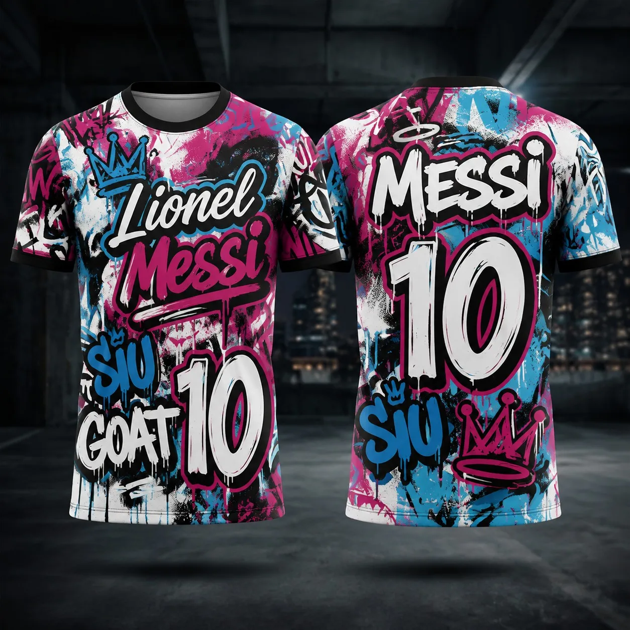 26 27 Trendiges Graffiti-Style Sportliches Kurzarm-T-Shirt mit Street-Print, Atmungsaktiv und Hautfreundlich, für Fußball-Fans im Casual-Look