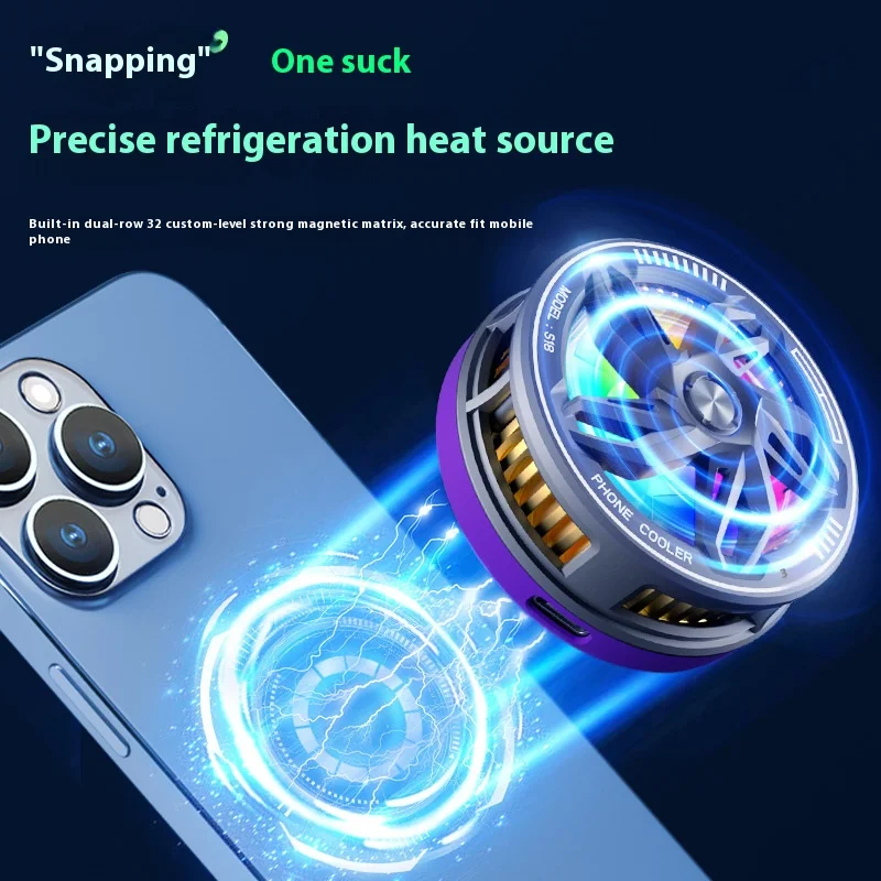 Icing Mobile Phone Radiator, Semiconductor Icing Magnetic Back Clip Universal Live Cooling Artifact Phone Cooler for Gaming
