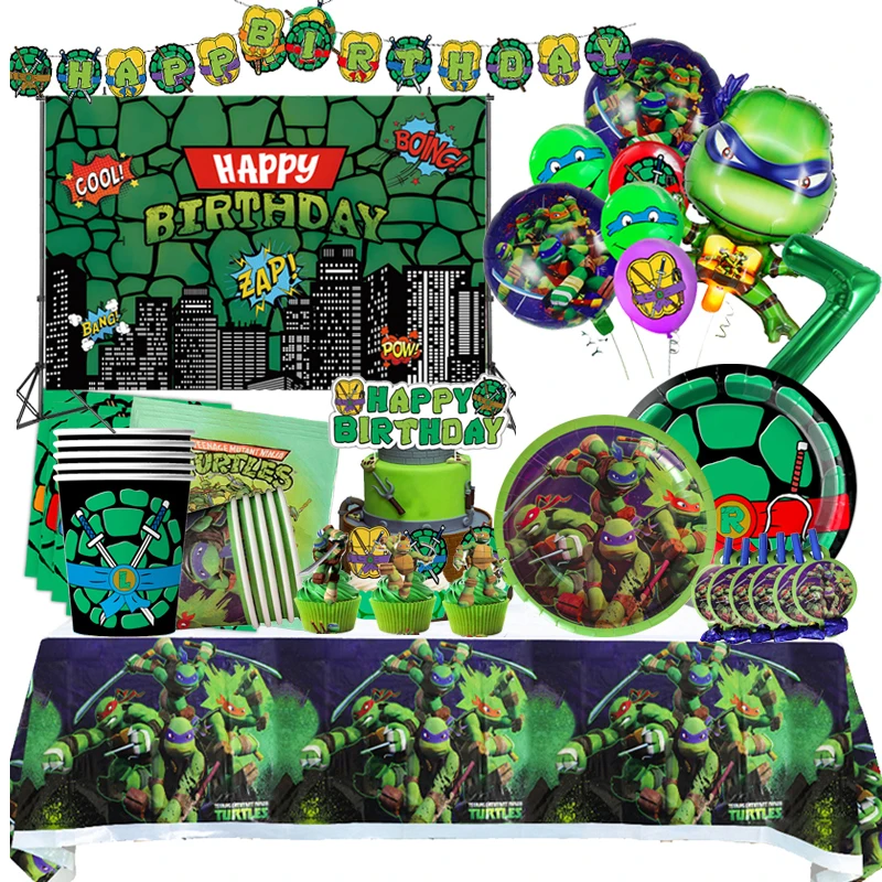 

Ninja Turtles Birthday Party Mutant Ninja Turtles Teenage Party Favors Tablecloth Cups Plates Baby Shower supplies