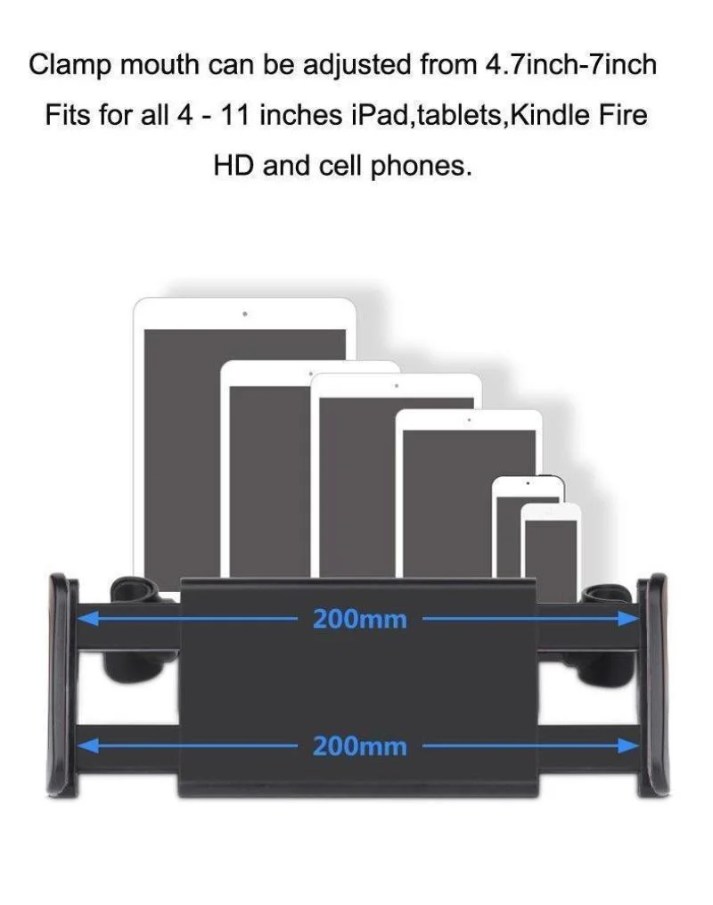 Autostoel Terug Tablet Telefoon Houder Achterkussen Tablet Stand Hoofdsteun Montagebeugel Ondersteuning voor 4-11 "Pad en Telefoon
