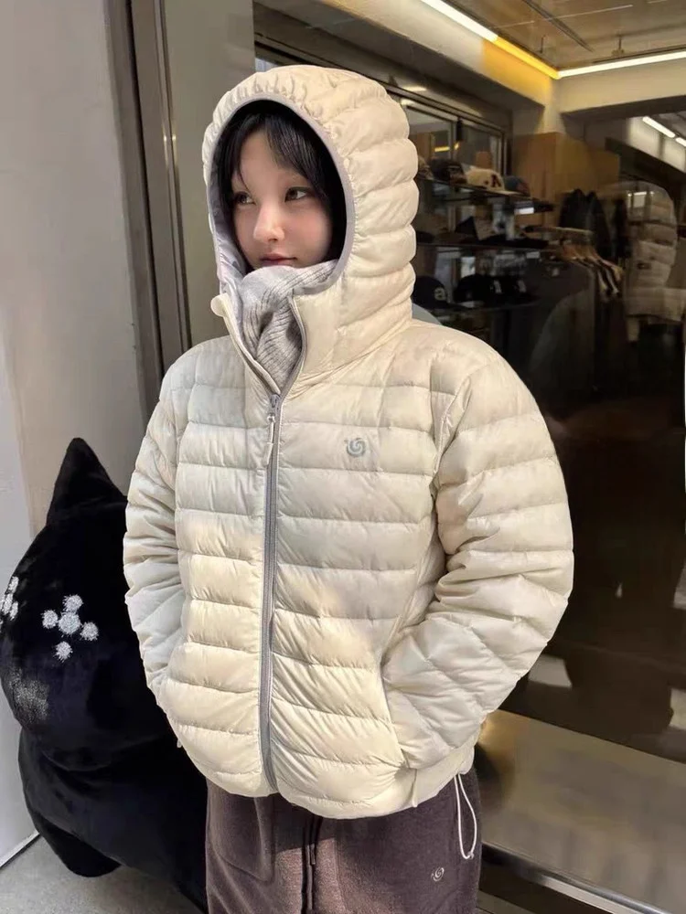 

Smoid Aee90 Du down Retro Casual Outdoor Lightweight Warmth Feeling Hat Jaet Women's Faion Polyester Nylon Filling Zipp...