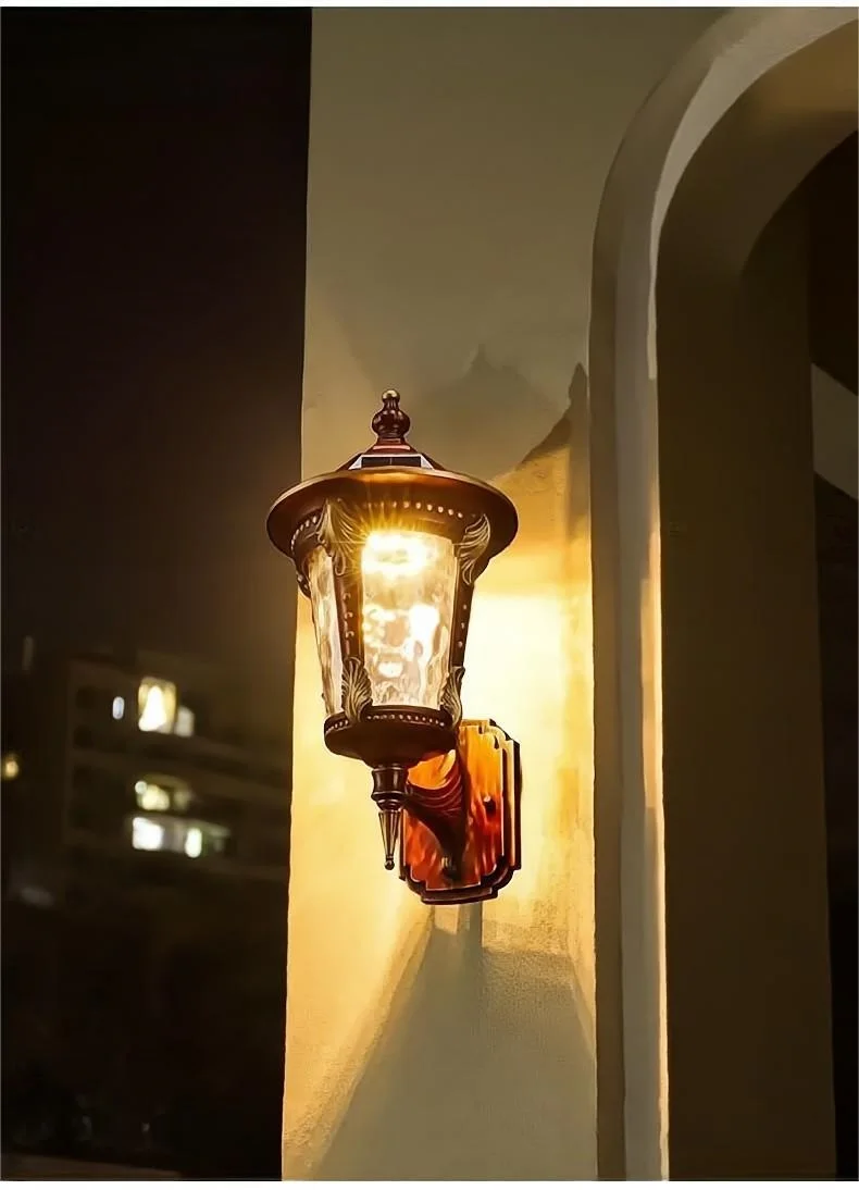 Outdoor impermeável Solar Wall Light, External Hanging Lamp, Villa e Pátio, Varanda e Jardim, Europeu