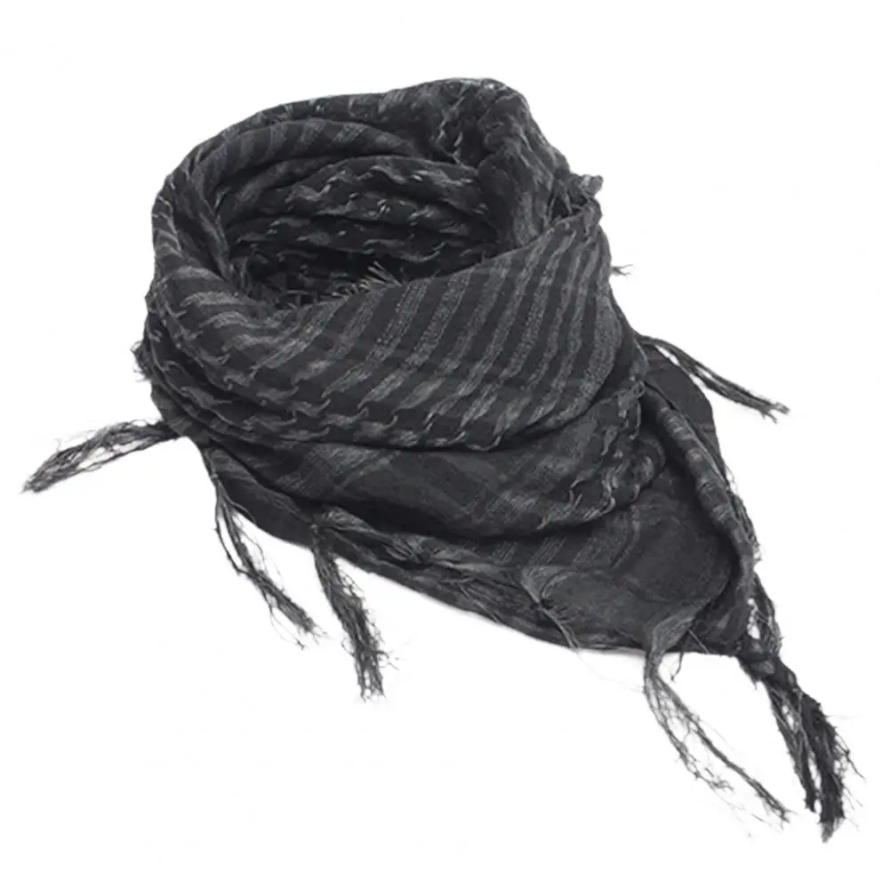 Scarf Army with Tassel for Men Women Scarf Mask Scarf Unisex Lightweight Plaid Pattern Cotton Keffiyeh Scarf for Winter